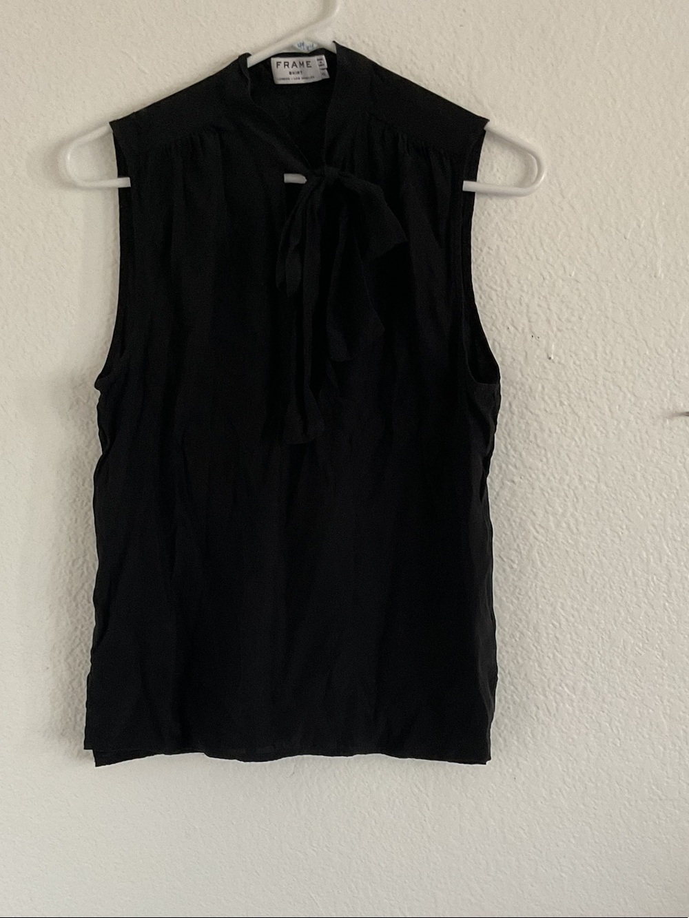 Frame Denim Black Sleeveless Tie-Neck Camisole
